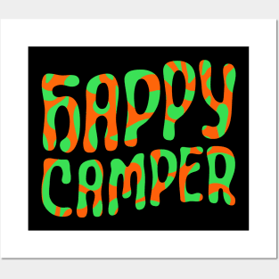 Happy Camper (psychedelic orange and green) Posters and Art